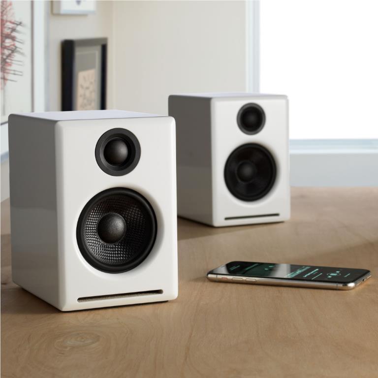 Audioengine A2+ Wireless Computer Speakers (Gloss White) - JB Hi-Fi NZ