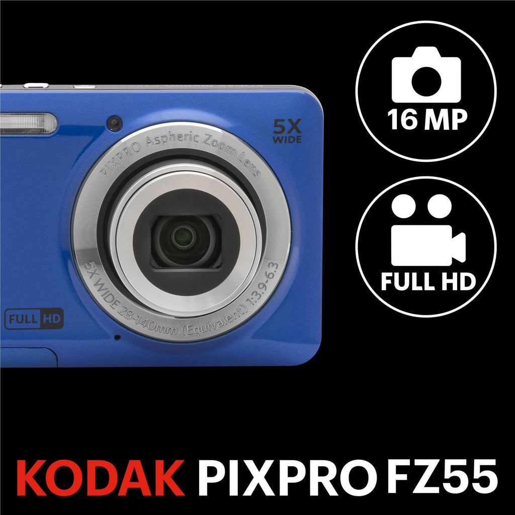 Kodak Pixpro FZ55 Digital Compact Camera (Blue) - JB Hi-Fi NZ