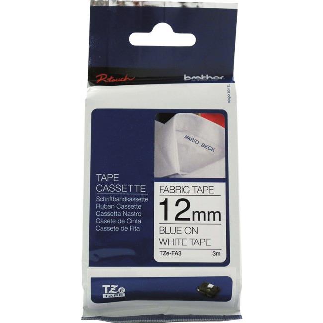 Brother TZEFA3 IronOn Fabric Tape 12mm (Blue on White) JB HiFi NZ