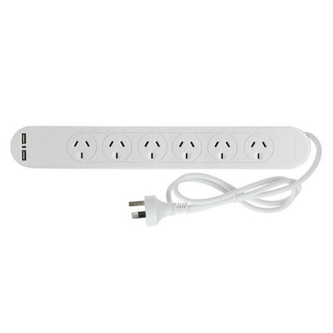 Pudney Surge Protection Power Board with 2 USB (6-outlet)