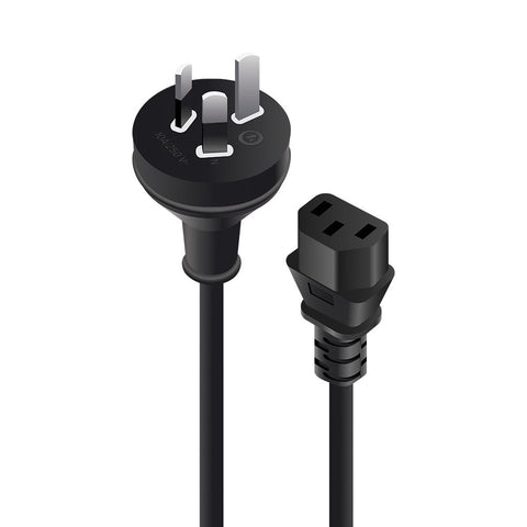 ALOGIC 3-Pin Mains Plug to IEC C13 M-F Power Cable (2M)
