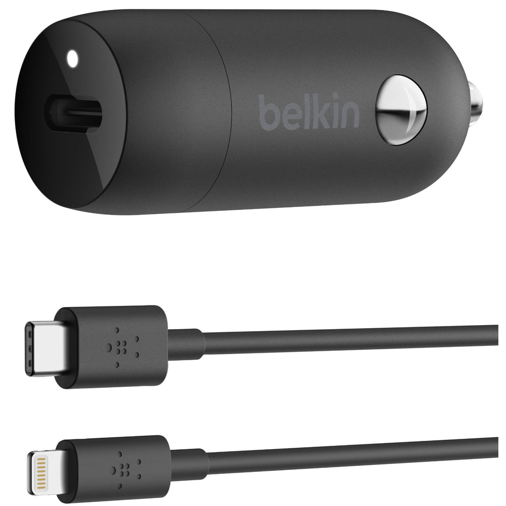 Belkin BoostUp Charge 20W USBC PD Car Charger + USBC Lightning