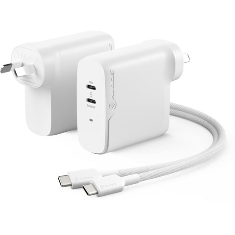 ALOGIC Rapid Power 2 Port 68W GaN Wall Charger with USB-C Charge Cable