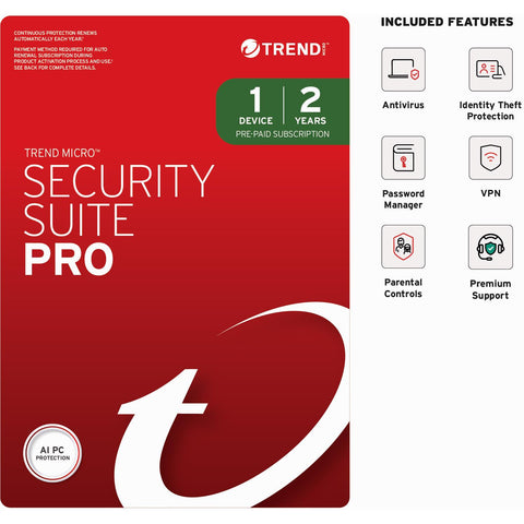Trend Micro Security Suite Pro (1-Device, 2 Year) [Digital Download]