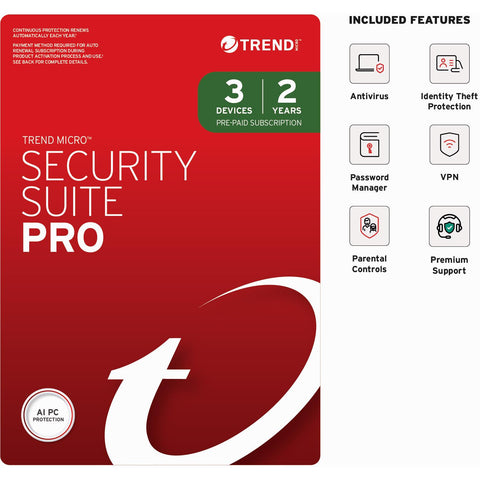 Trend Micro Security Suite Pro (3-Device, 2 Year) [Digital Download]