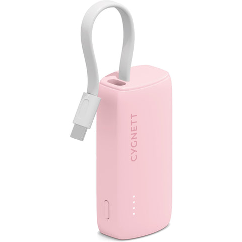 Cygnett Charge Connect Power Bank with Integrated USB-C Cable [5K] (Pink)
