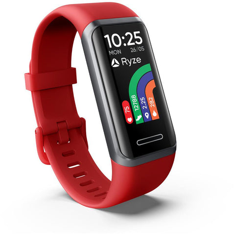 Ryze ELEVATE Fitness & Wellbeing Smart Watch with Alexa (Dark Grey/Red)
