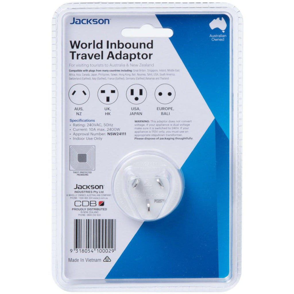 Jackson Universal Inbound Travel Adaptor - JB Hi-Fi NZ