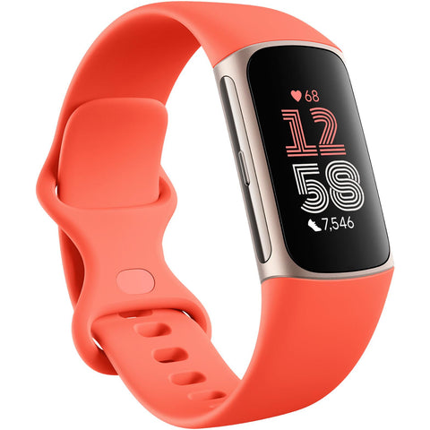 Fitbit Charge 6 Fitness Tracker (Champagne Gold/Coral)