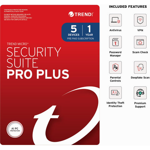Trend Micro Security Suite Pro Plus (5-Device, 1 Year) [Digital Download]