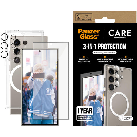 CARE by PanzerGlass 3-in-1 Protection Pack for Samsung Galaxy S25 Ultra