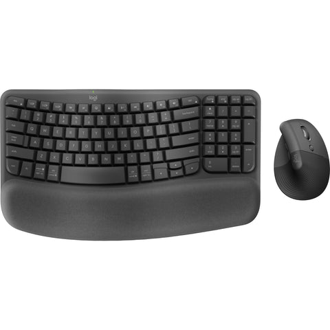 Logitech Wave Keys Wireless Ergonomic Keyboard + Lift Mouse Combo