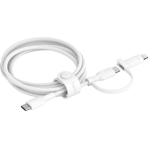 Belkin BoostCharge Pro 2-in-1 USB-C to USB-C/Lightning Cable (White)