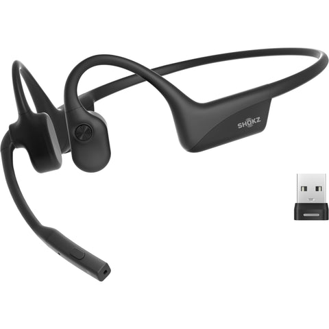 Shokz OpenComm2 UC Bone Conducting Bluetooth Headset with Loop110 USB-A Wireless Adapter