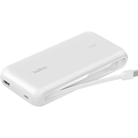 Belkin BoostCharge Power Bank 20K with Integrated Cable (White)