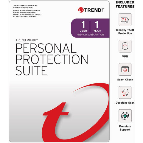 Trend Micro Personal Protection Suite (1 User, 1 Year) [Digital Download]