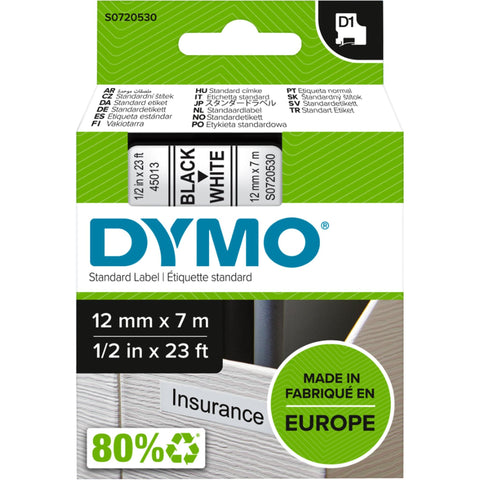 Dymo D1 Label Tape [12mm x 7m] (Black on White)