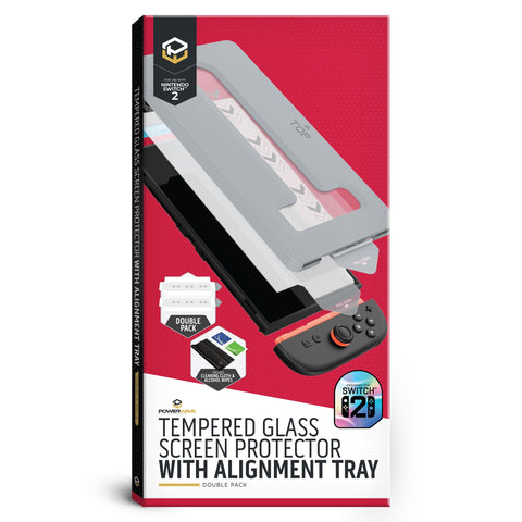 Powerwave Tempered Glass Screen Protector with Alignment Tray Double Pack for Nintendo Switch 2
