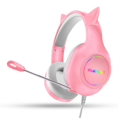 Playmax RGB Cat Ear Gaming Headset (Pink)