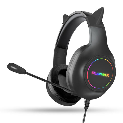 Playmax RGB Cat Ear Gaming Headset (Black)