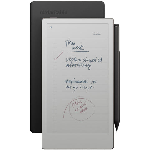 reMarkable PaperPro Move with MarkerPlus & Premium Leather Book Folio (Black)
