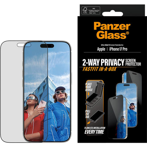 PanzerGlass Privacy UWF Screen Protector with Fastfit for iPhone 17 Pro