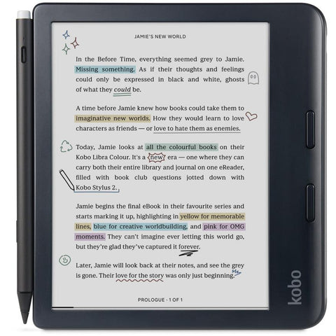 Kobo Libra Colour 7" eReader with Stylus 2 (Black)