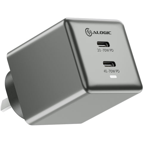 ALOGIC Rapid Power 70W Cube GaN Dual USB-C Charger