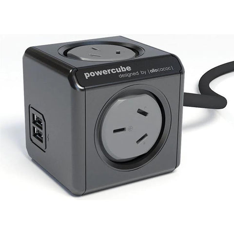 Allocacoc PowerCube Extended Outlets with USB (1.5m) [Black]