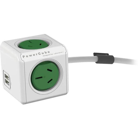 ALLOCACOC POWERCUBE Extended Outlets with USB 1.5M (Green)
