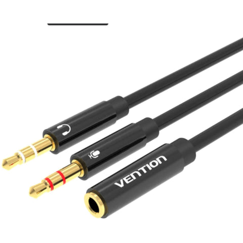 Vention 2x3.5mm Male to 4 Pole 3.5mm Female Audio Cable (0.3m)