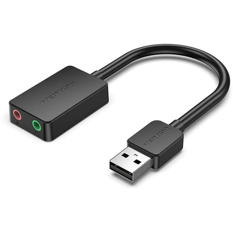 Vention 2-port USB External Sound Card (0.15m) [Black]