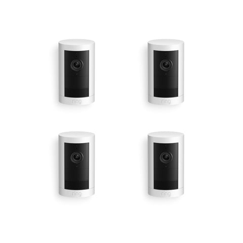 Ring Outdoor Security Camera Plus 2K Battery (White) [4 Pack]