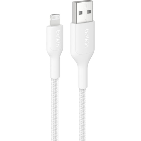 Belkin BoostCharge Braided USB-A to Lightning Cable [2m] (White)