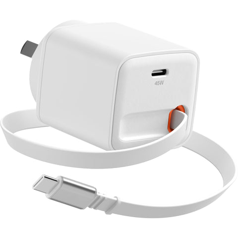 Cygnett PowerPlus 45W Wall Charger with 80cm Retractable USB-C Cable