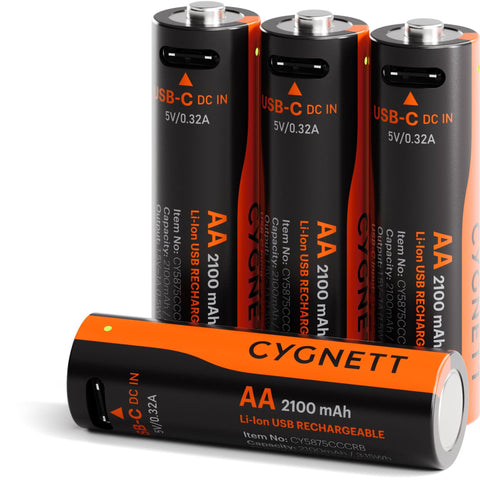 Cygnett AA USB-C Rechargeable Batteries (4 Pack)