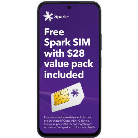 OPPO A6x 4G 128GB with Spark Value Pack Sim Bundle (Plum Purple)