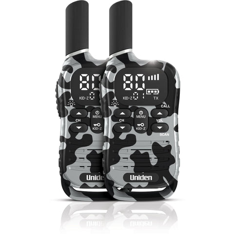 Uniden UH45 Max 0.5W UHF Handheld Radio with Kid-Zone Plus (Camo Grey) [2 Pack]