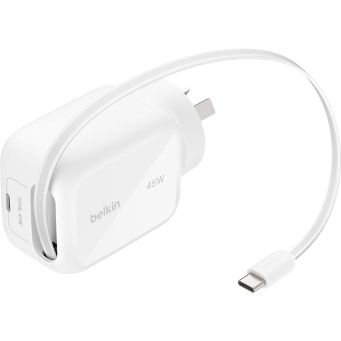 Belkin UltraCharge Retractable GaN Wall Charger 45W