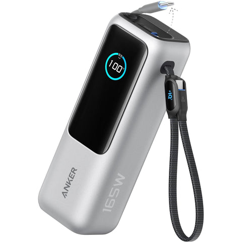 Anker 25K 165W Power Bank with Built-in Retractable Cables (Silver)