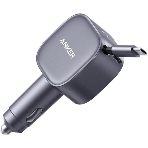 Anker 75W Nano Car Charger with Built-in Retractable USB-C Cable (Grey)