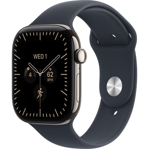 Apple Watch Series 12 GPS + Cellular 42mm (Natural Titanium Case with Navy Blue Sport Band - S/M)
