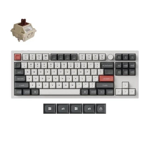 Keychron Q3 Ultra 8K Wireless Custom Mechanical Keyboard (White/Keychron Silk POM Switch - Brown)