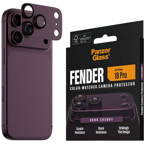 PanzerGlass Fender Camera Protector for iPhone 18 Pro (Dark Cherry)