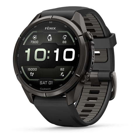 Garmin fenix 9 Pro 43mm (Carbon Grey DLC Titanium with Black/Pebble Grey Silicone Band)