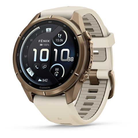 Garmin fenix 9 Pro 43mm with inReach Connectivity (Autumn Gold Titanium with Cream/French Gray Silicone Band)