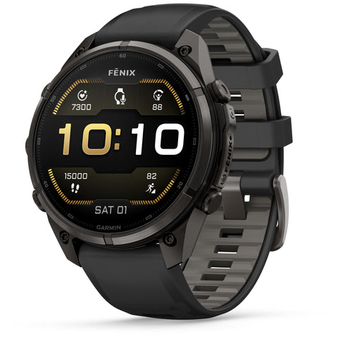 Garmin fenix 9 Pro 47mm (Carbon Grey DLC Titanium with Black/Pebble Gray Silicone Band)