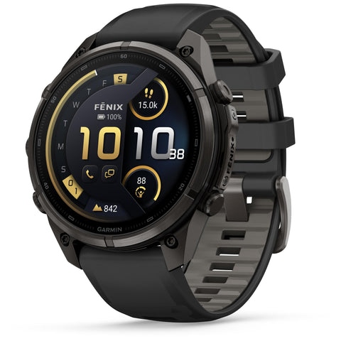 Garmin fenix 9 Pro 47mm with inReach Connectivity (Carbon Grey DLC Titanium with Black/Pebble Gray Silicone Band)