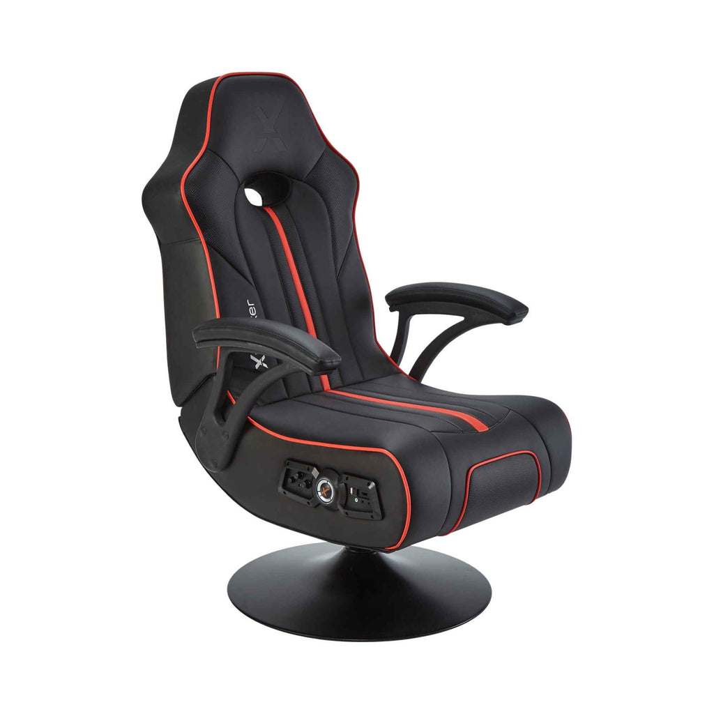 X Rocker Torque 2.1 Audio Pedestal Gaming Chair (Black with Red Stripe